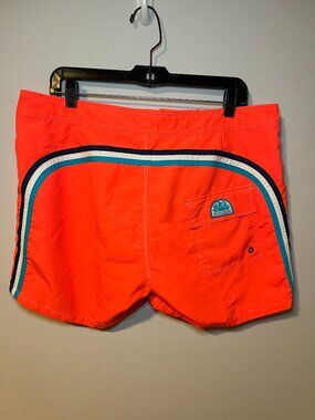 Sundek Iconic Taffeta Fixed Waist Short Swim Trunks Mens 36 Fluorescent Orange